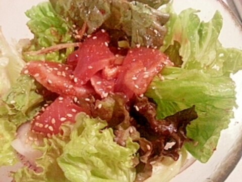 万能の素で♡カツオの韓国風お刺身サラダ
